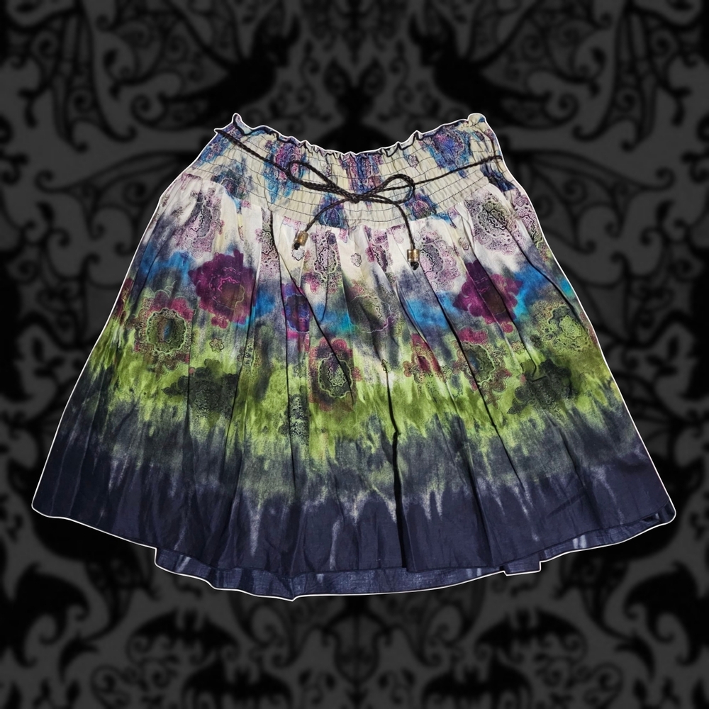 Candie's Colorful A-Line Skirt With Stretchy Waist - White, Blue, Green & Purple